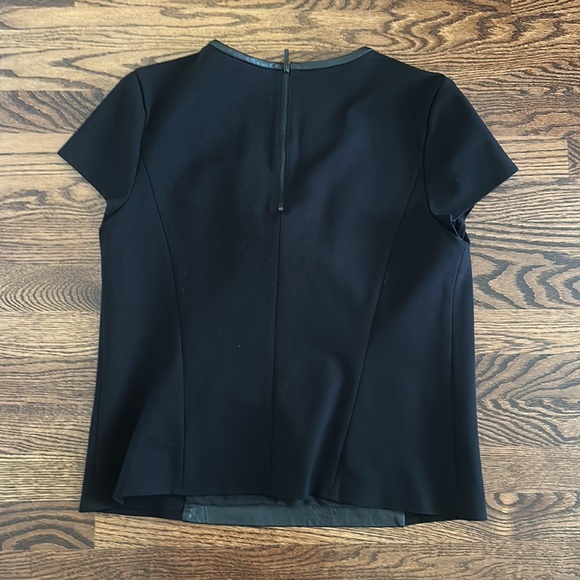 Classiques Entier Nordstrom Black Ponte Knit Top with Leather Panels Size L - Picture 10 of 16